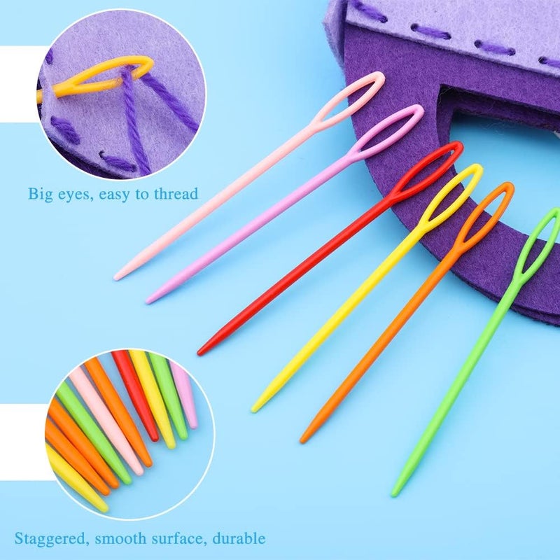 Ftyiwu 30PCS Plastic Large Eye Sewing Needles, 3 Size Yarn Needle Set, Colorful Big Eye Blunt Sewing Needles, Weaving Needles with Storage Box for Knitting Crocheting - Image 4